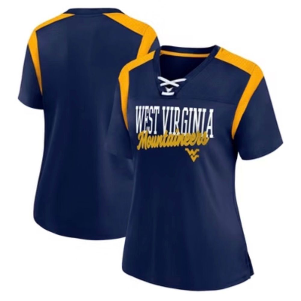 NWT NCAA West Virginia Mountaineers Front Tie Shirt Size 2XL